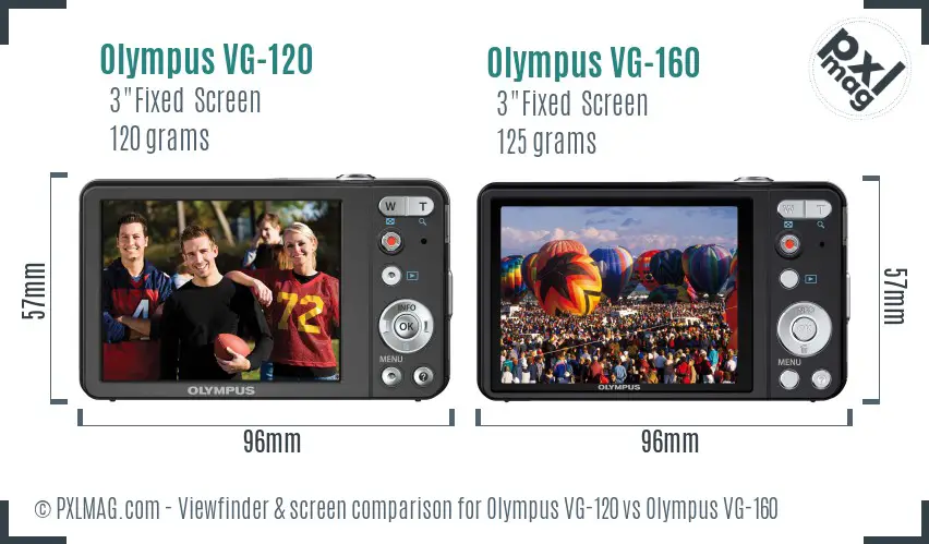 Olympus VG-120 vs Olympus VG-160 Screen and Viewfinder comparison