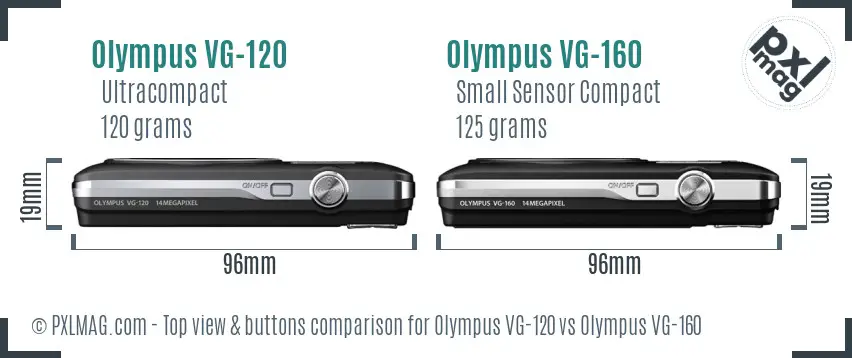 Olympus VG-120 vs Olympus VG-160 top view buttons comparison