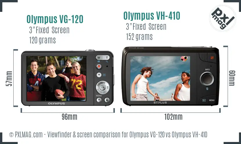 Olympus VG-120 vs Olympus VH-410 Screen and Viewfinder comparison