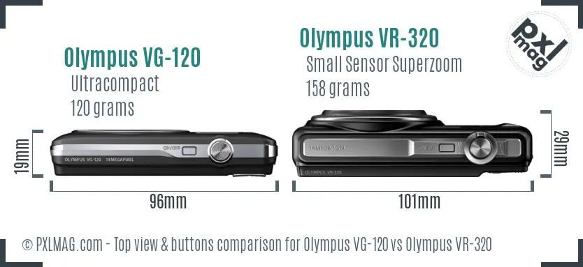 Olympus VG-120 vs Olympus VR-320 top view buttons comparison