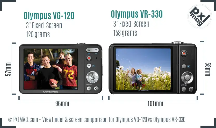 Olympus VG-120 vs Olympus VR-330 Screen and Viewfinder comparison