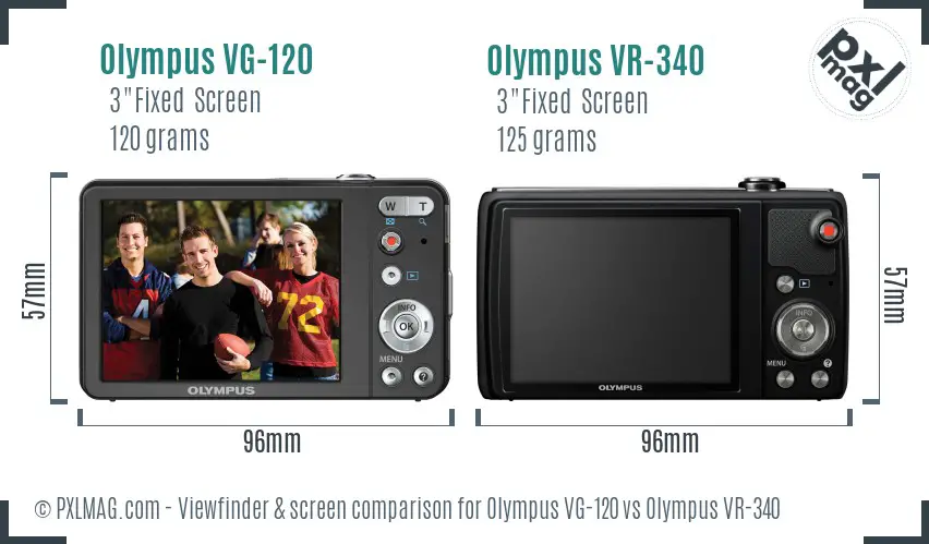 Olympus VG-120 vs Olympus VR-340 Screen and Viewfinder comparison