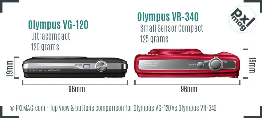 Olympus VG-120 vs Olympus VR-340 top view buttons comparison