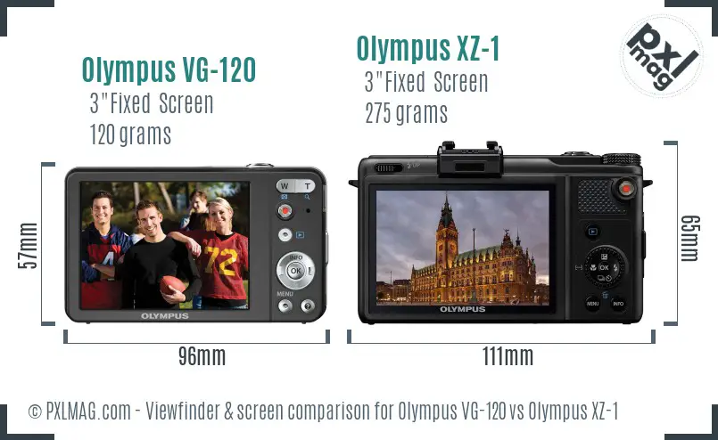 Olympus VG-120 vs Olympus XZ-1 Screen and Viewfinder comparison