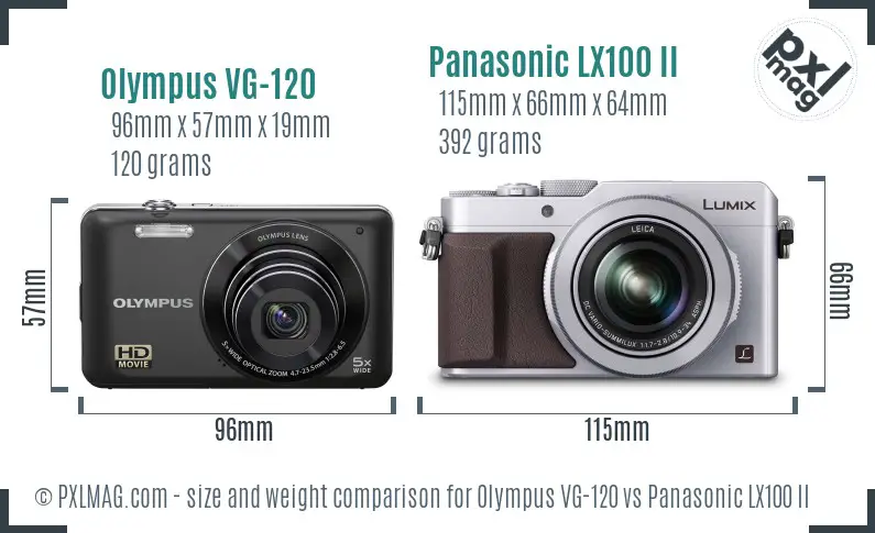 Olympus VG-120 vs Panasonic LX100 II size comparison
