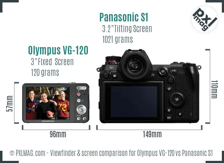 Olympus VG-120 vs Panasonic S1 Screen and Viewfinder comparison