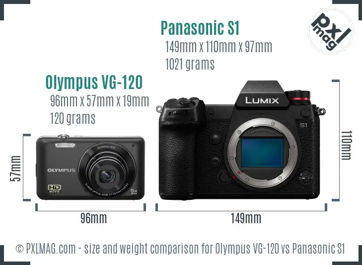 Olympus VG-120 vs Panasonic S1 size comparison