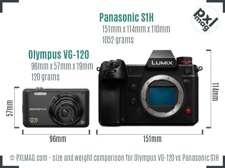 Olympus VG-120 vs Panasonic S1H size comparison