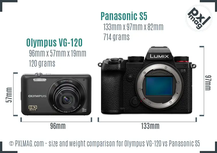 Olympus VG-120 vs Panasonic S5 size comparison