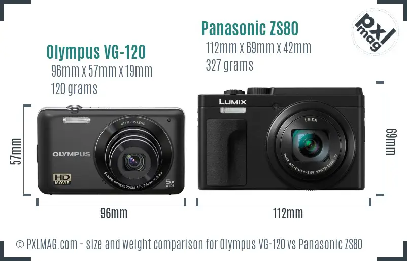 Olympus VG-120 vs Panasonic ZS80 size comparison