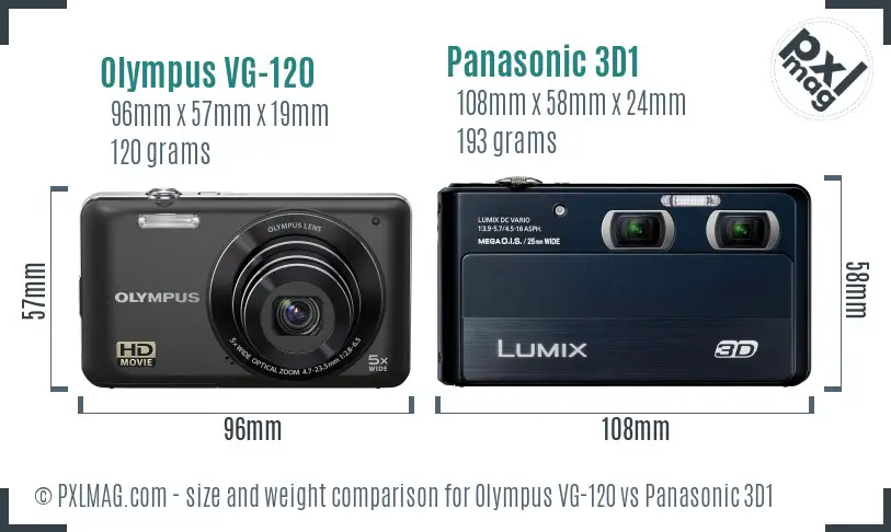 Olympus VG-120 vs Panasonic 3D1 size comparison