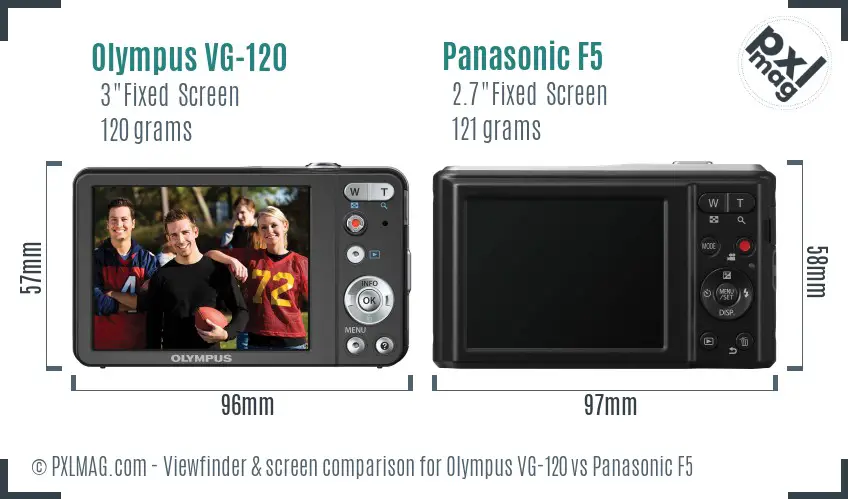 Olympus VG-120 vs Panasonic F5 Screen and Viewfinder comparison