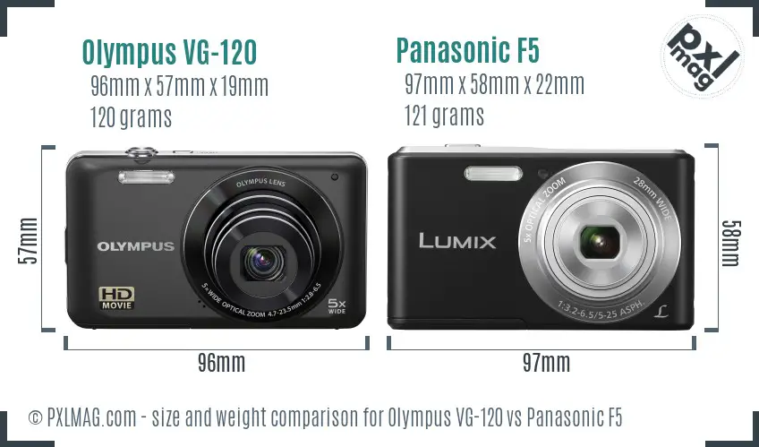 Olympus VG-120 vs Panasonic F5 size comparison