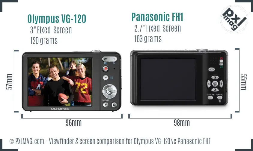 Olympus VG-120 vs Panasonic FH1 Screen and Viewfinder comparison