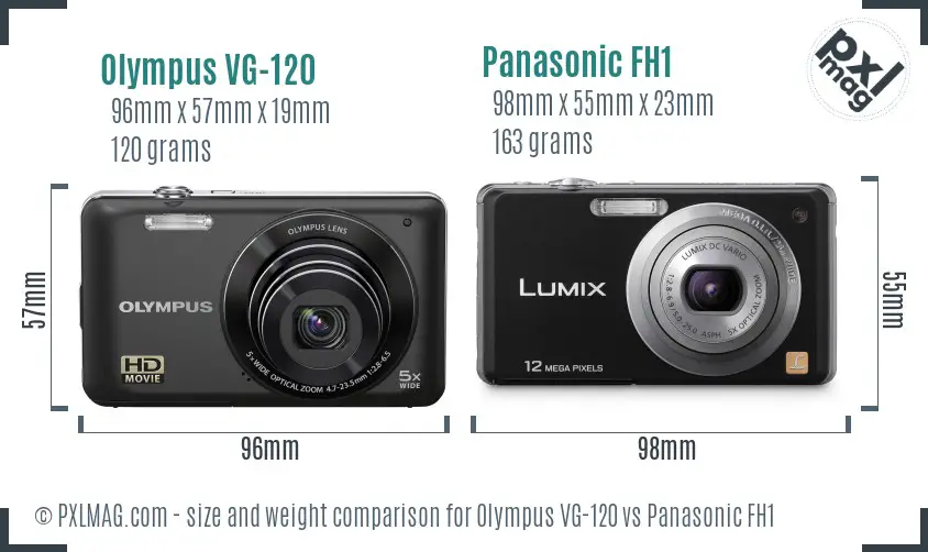 Olympus VG-120 vs Panasonic FH1 size comparison