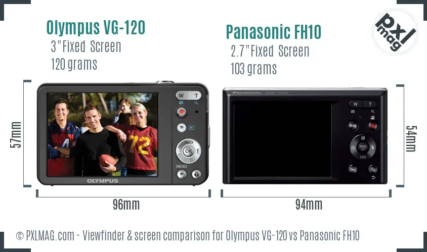 Olympus VG-120 vs Panasonic FH10 Screen and Viewfinder comparison