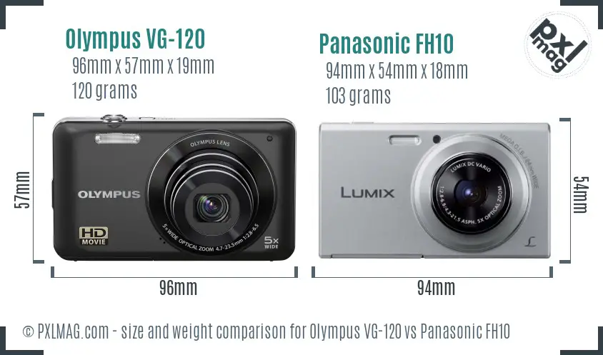 Olympus VG-120 vs Panasonic FH10 size comparison