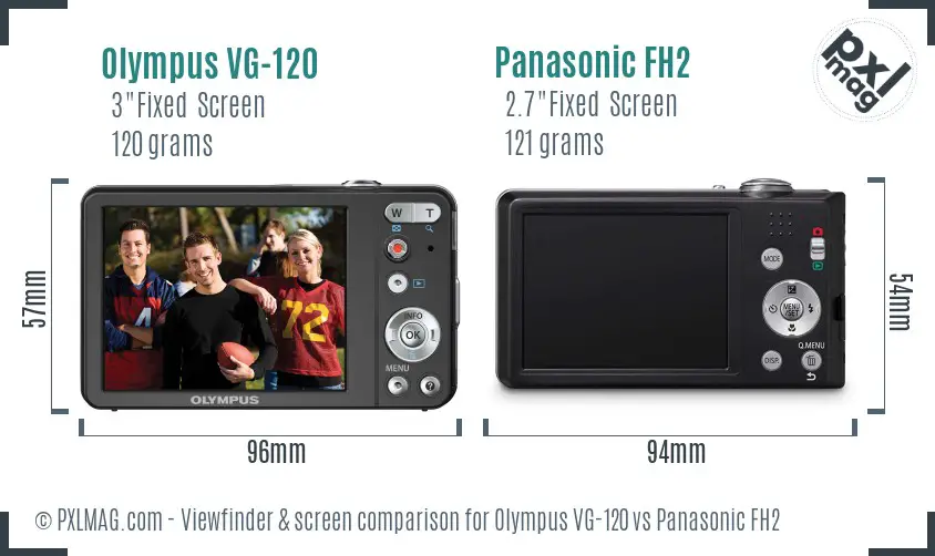Olympus VG-120 vs Panasonic FH2 Screen and Viewfinder comparison