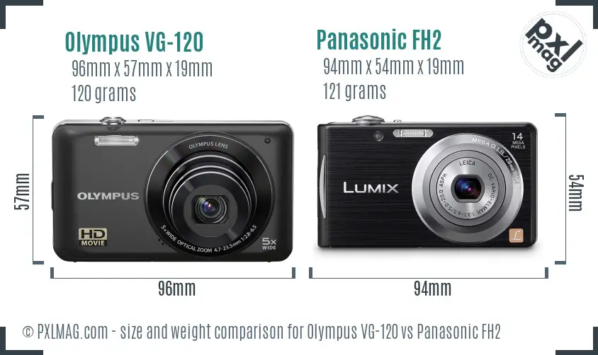 Olympus VG-120 vs Panasonic FH2 size comparison