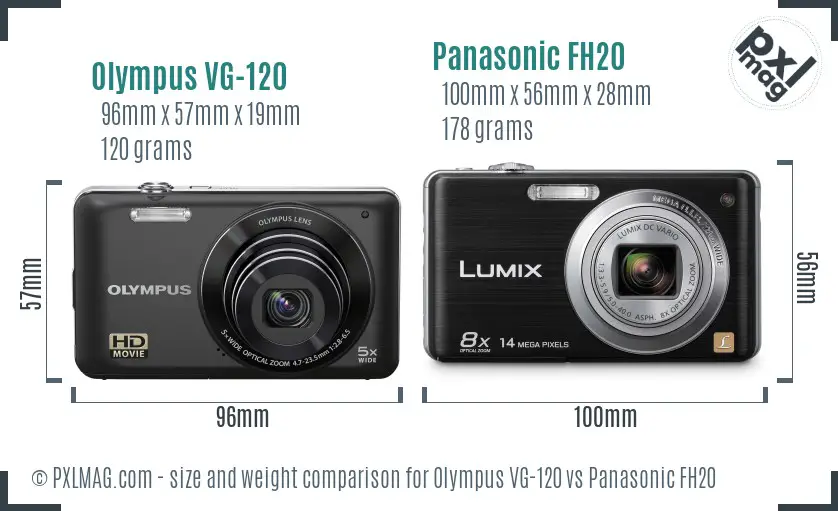 Olympus VG-120 vs Panasonic FH20 size comparison