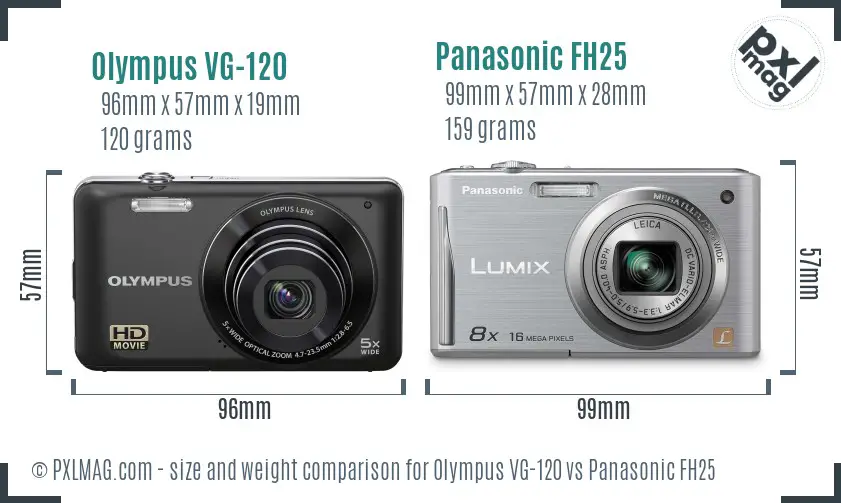 Olympus VG-120 vs Panasonic FH25 size comparison