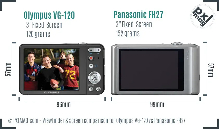 Olympus VG-120 vs Panasonic FH27 Screen and Viewfinder comparison