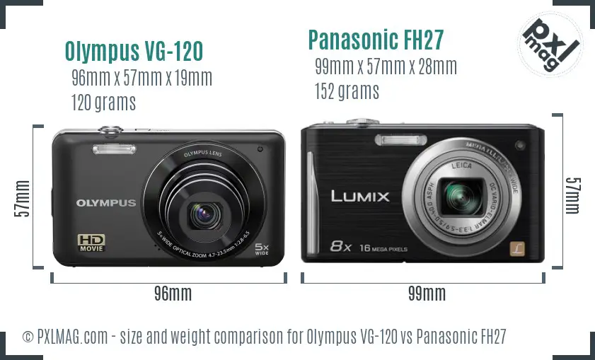 Olympus VG-120 vs Panasonic FH27 size comparison
