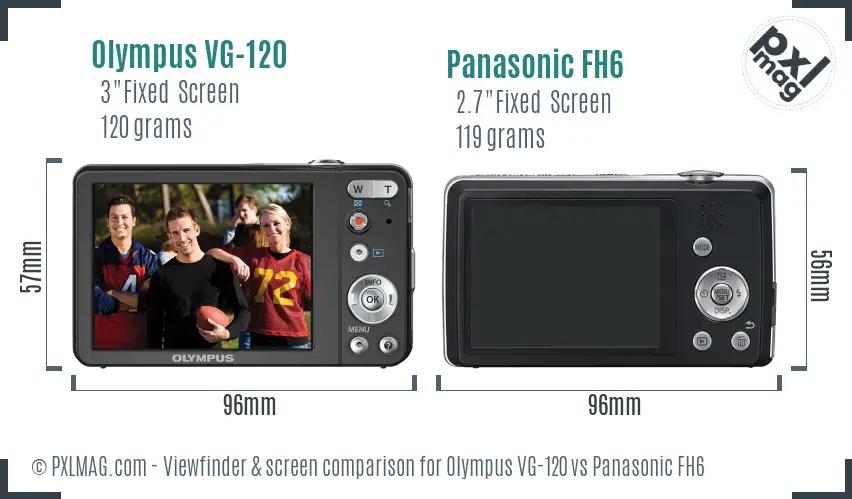 Olympus VG-120 vs Panasonic FH6 Screen and Viewfinder comparison
