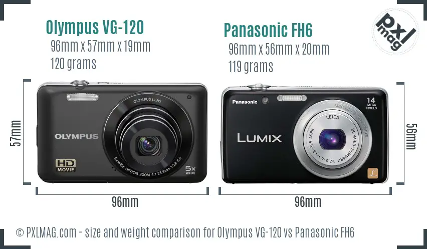 Olympus VG-120 vs Panasonic FH6 size comparison