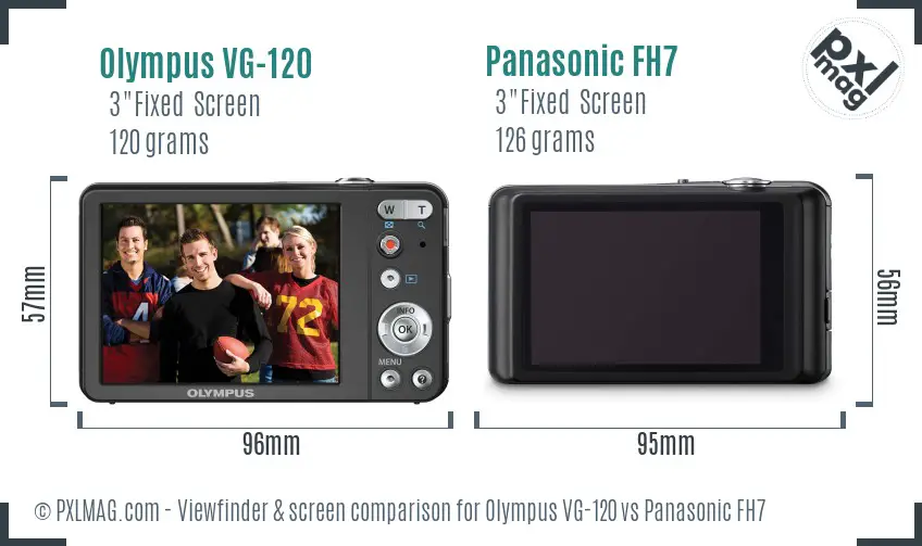 Olympus VG-120 vs Panasonic FH7 Screen and Viewfinder comparison