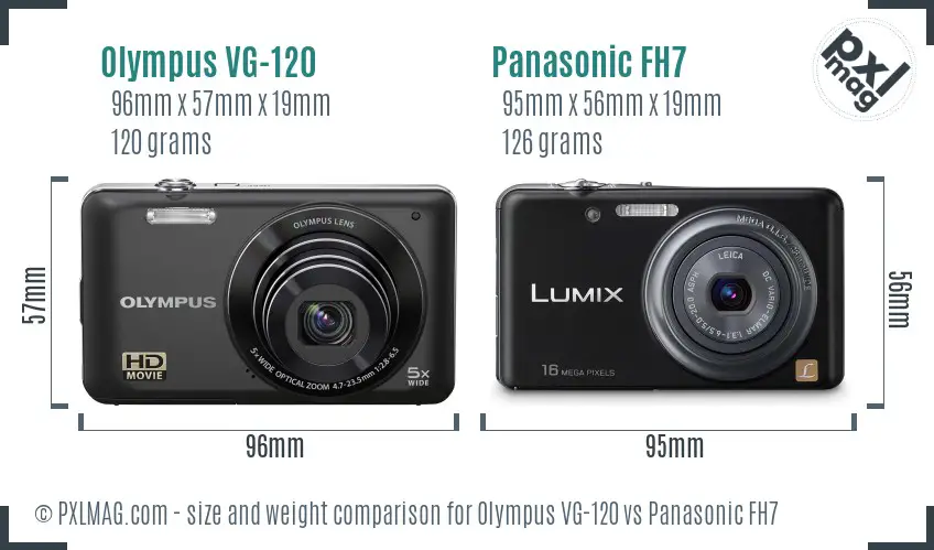 Olympus VG-120 vs Panasonic FH7 size comparison