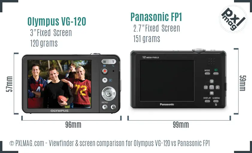 Olympus VG-120 vs Panasonic FP1 Screen and Viewfinder comparison
