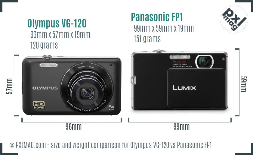 Olympus VG-120 vs Panasonic FP1 size comparison