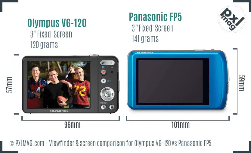 Olympus VG-120 vs Panasonic FP5 Screen and Viewfinder comparison