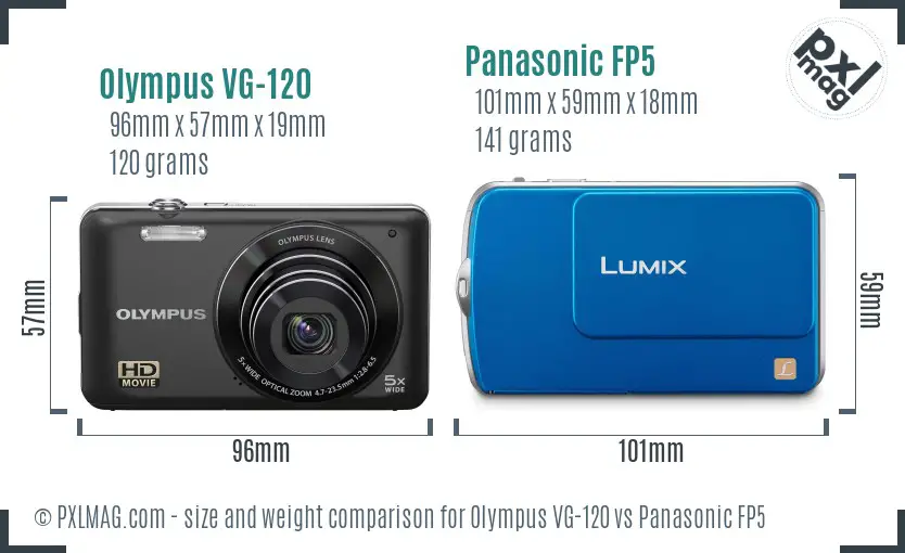 Olympus VG-120 vs Panasonic FP5 size comparison