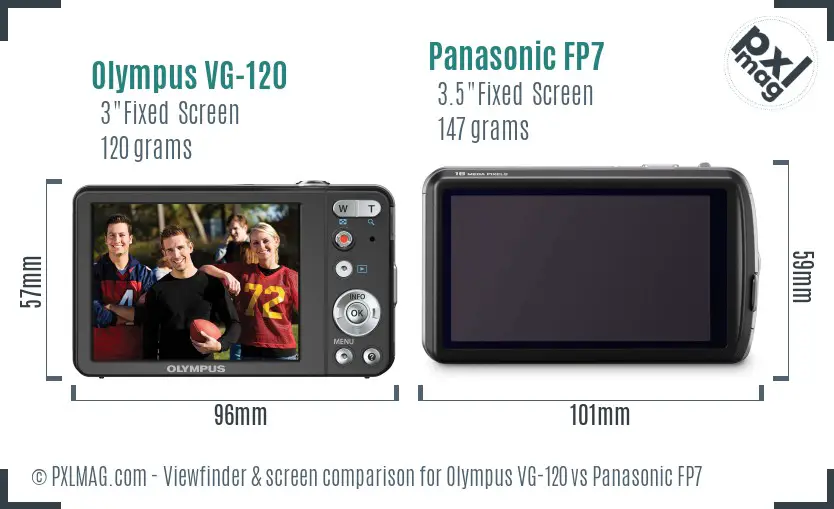 Olympus VG-120 vs Panasonic FP7 Screen and Viewfinder comparison