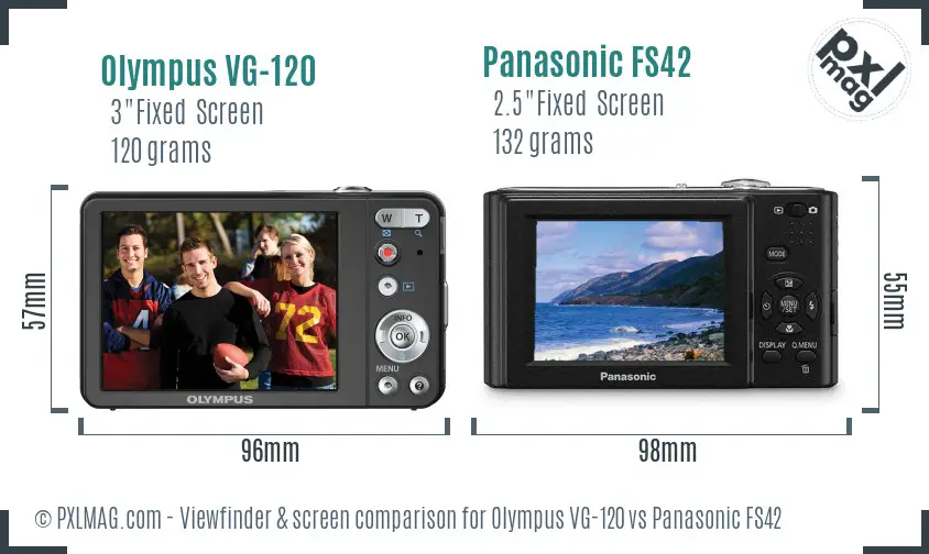 Olympus VG-120 vs Panasonic FS42 Screen and Viewfinder comparison