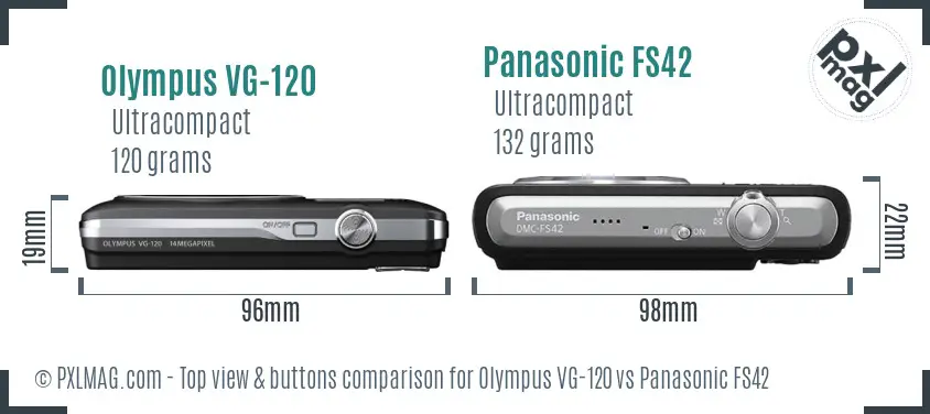 Olympus VG-120 vs Panasonic FS42 top view buttons comparison