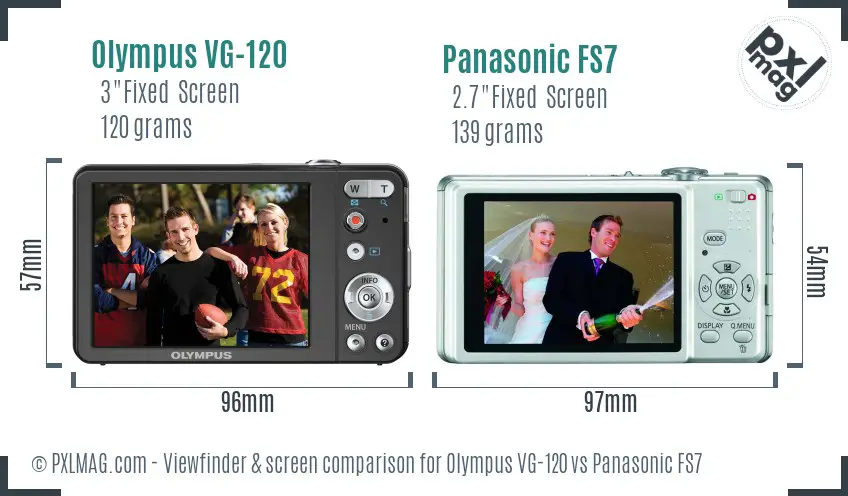Olympus VG-120 vs Panasonic FS7 Screen and Viewfinder comparison