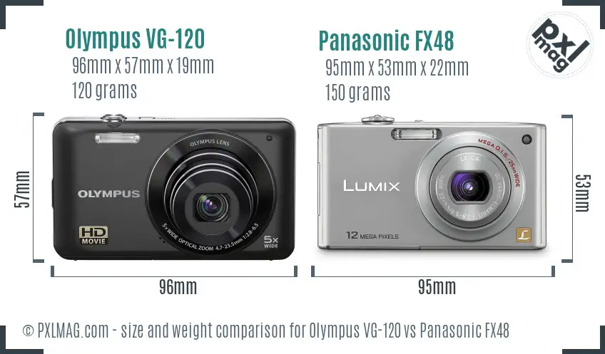 Olympus VG-120 vs Panasonic FX48 size comparison