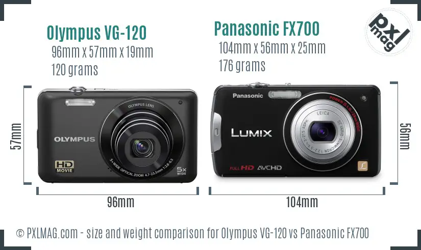Olympus VG-120 vs Panasonic FX700 size comparison