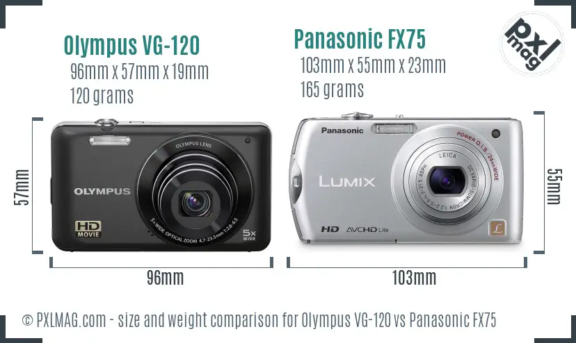 Olympus VG-120 vs Panasonic FX75 size comparison