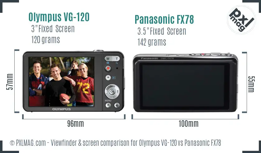 Olympus VG-120 vs Panasonic FX78 Screen and Viewfinder comparison Olympus VG-120 vs Panasonic FX78 Screen and Viewfinder comparison