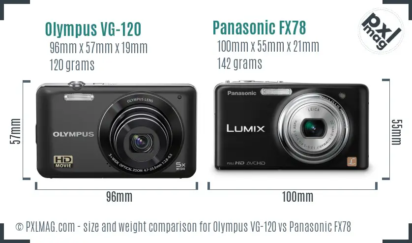 Olympus VG-120 vs Panasonic FX78 size comparison Olympus VG-120 vs Panasonic FX78 size comparison