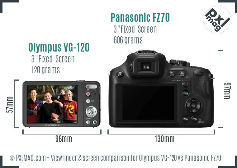 Olympus VG-120 vs Panasonic FZ70 Screen and Viewfinder comparison Olympus VG-120 vs Panasonic FZ70 Screen and Viewfinder comparison
