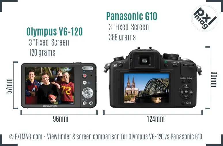 Olympus VG-120 vs Panasonic G10 Screen and Viewfinder comparison