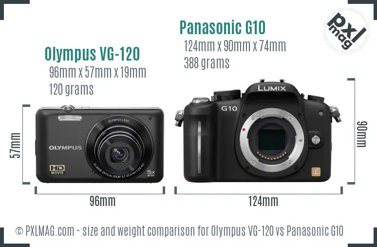 Olympus VG-120 vs Panasonic G10 size comparison