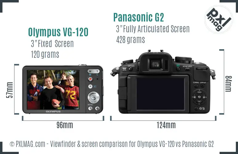 Olympus VG-120 vs Panasonic G2 Screen and Viewfinder comparison