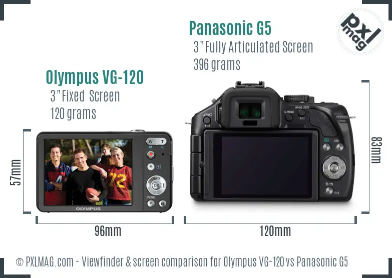 Olympus VG-120 vs Panasonic G5 Screen and Viewfinder comparison