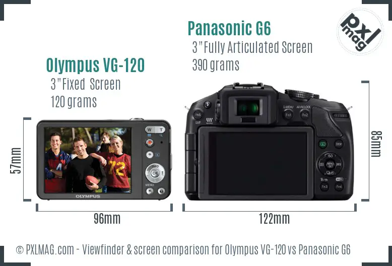 Olympus VG-120 vs Panasonic G6 Screen and Viewfinder comparison